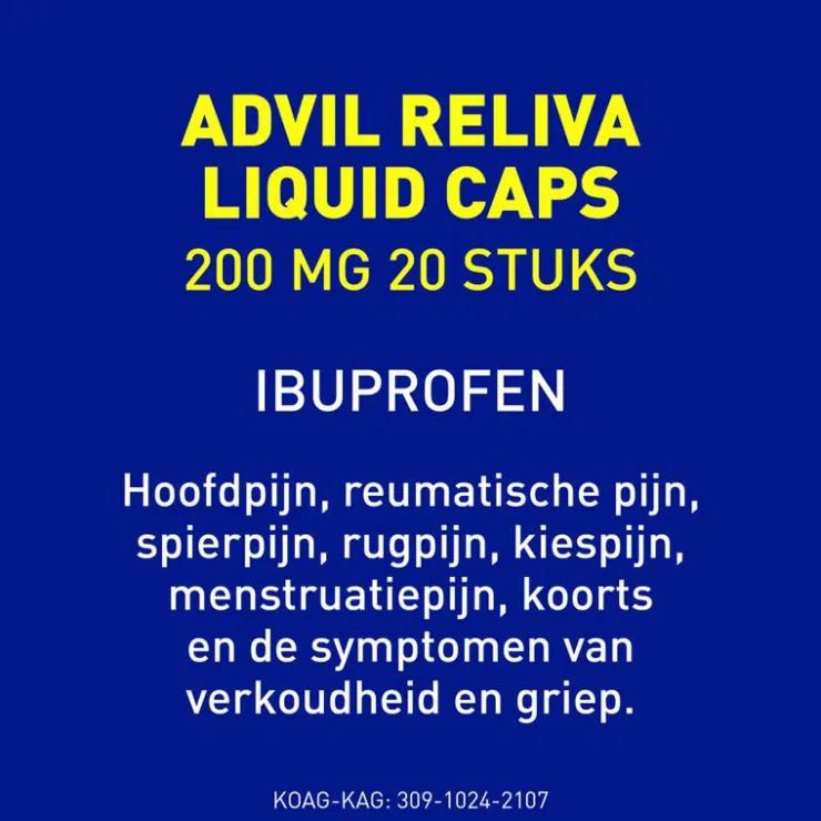 Advil Reliva Liquid-Caps 200 mg Ibuprofen voor Pijn en Koorts 20 stuks