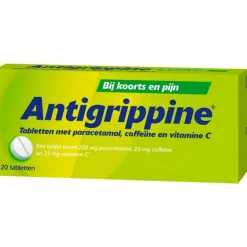 Antigrippine Tabletten met Paracetamol, Coffeïne en Vitamine C 20 Stuks