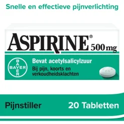 Aspirine 500 mg helpt bij pijn 20 tabletten