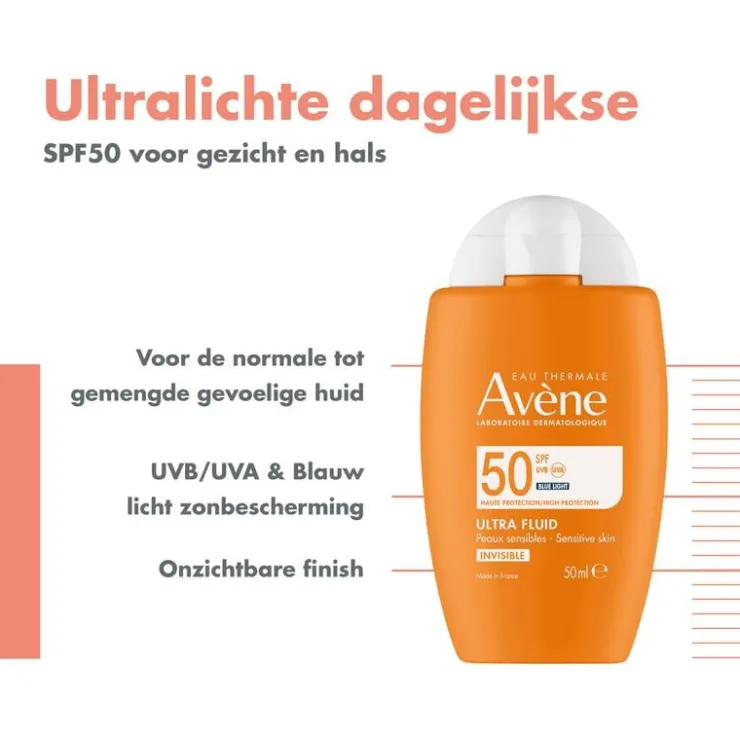 Avène Ultra Fluid Invisible Zonnebrand Gezicht SPF50 50 ML