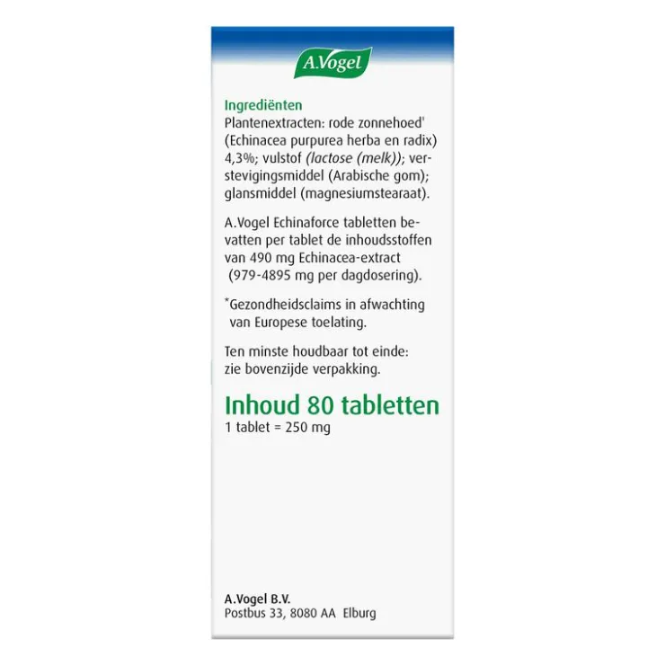 A.Vogel Echinaforce Weerstand1* Tabletten 80 stuks