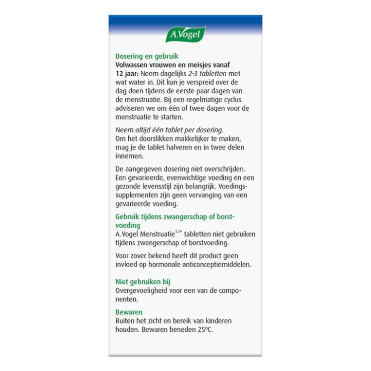 A.Vogel Menstruatie tabletten 30 stuks