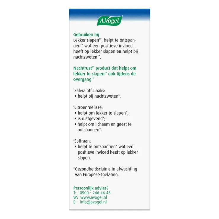 A.Vogel Nachtrust2* Tabletten Overgang1* 30 stuks