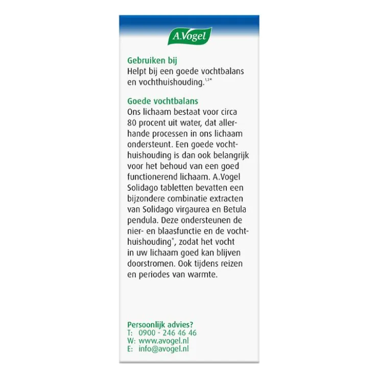 A.Vogel Solidago voor een Goede Vochthuishouding1,2* Tabletten 60 stuks