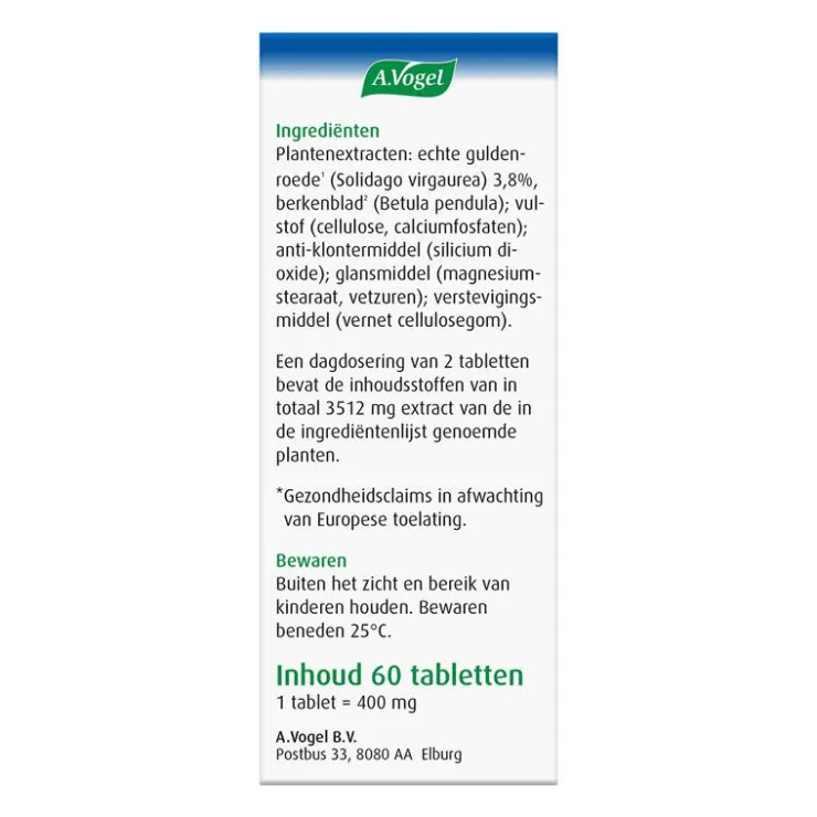 A.Vogel Solidago voor een Goede Vochthuishouding1,2* Tabletten 60 stuks