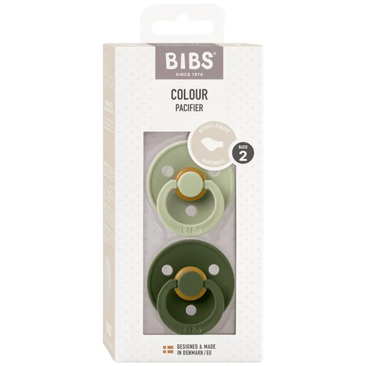 Bibs Anatomische Fopspeen Two Pack Natuurlijk Rubber Sage/Hunter Green Maat 2