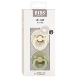 Bibs Anatomische Fopspeen Two Pack Natuurlijk Rubber Ivory/Sage Maat 1