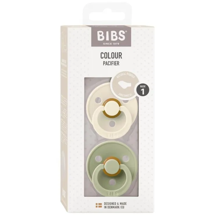 Bibs Anatomische Fopspeen Two Pack Natuurlijk Rubber Ivory/Sage Maat 1