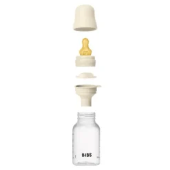 Bibs Babyfles 150 ML Ivory met Latex speen en opvouwbaar trechtertje