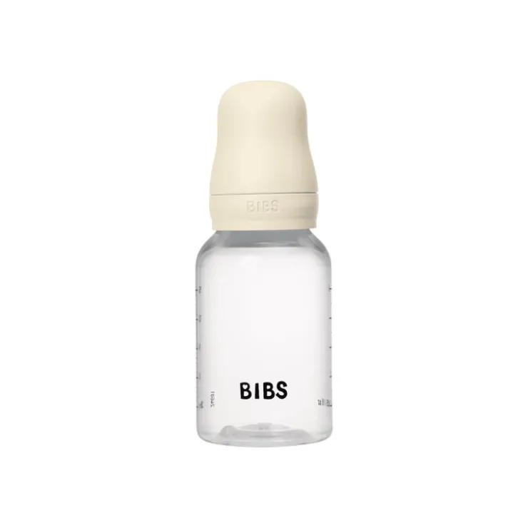 Bibs Babyfles 150 ML Ivory met Latex speen en opvouwbaar trechtertje