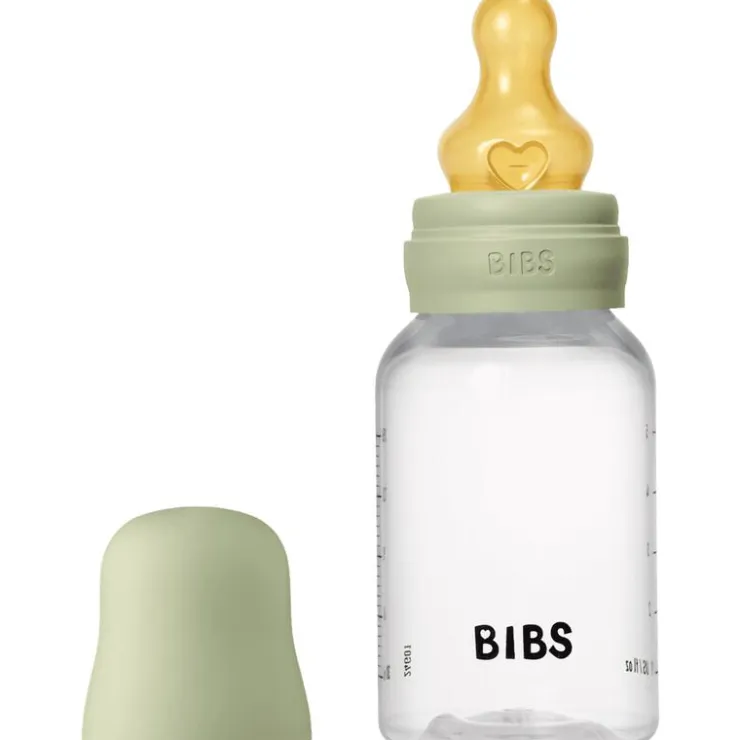 Bibs Babyfles 150 ML Sage met Latex speen en opvouwbaar trechtertje