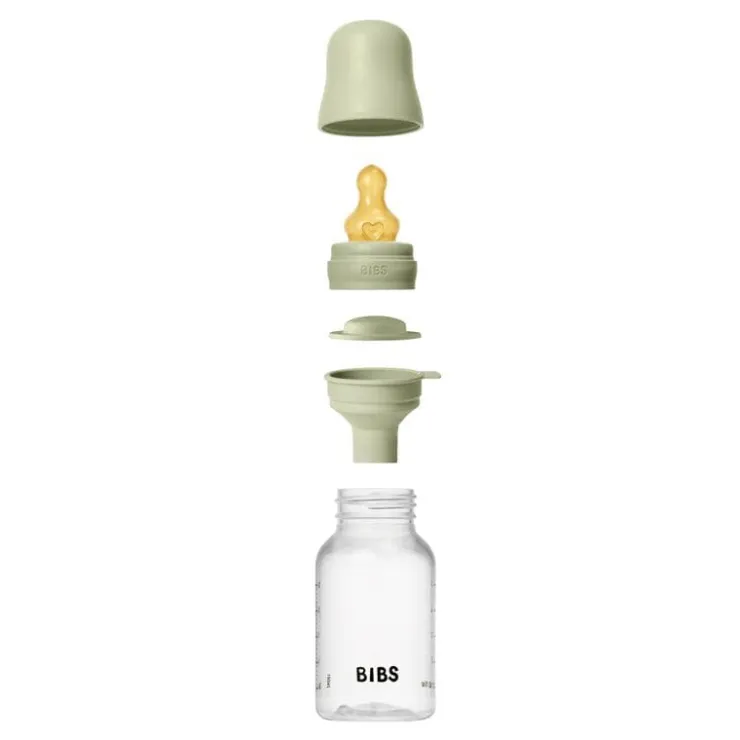 Bibs Babyfles 150 ML Sage met Latex speen en opvouwbaar trechtertje