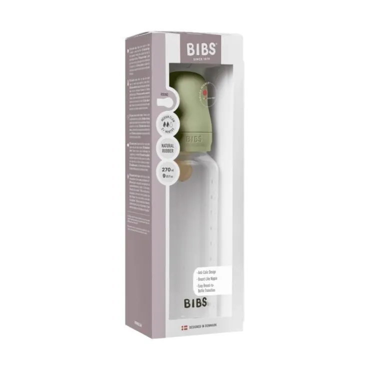 Bibs Babyfles 270 ML Sage met Latex speen en opvouwbaar trechtertje