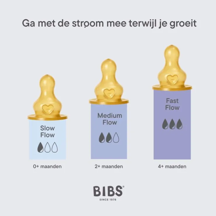 Bibs Babyfles 270 ML Sage met Latex speen en opvouwbaar trechtertje