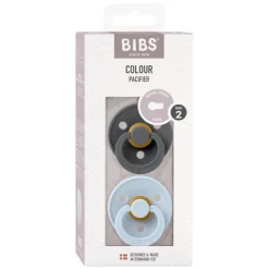 Bibs Fopspeen Two Pack Natuurlijk Rubber Iron/Baby Blue Maat 2