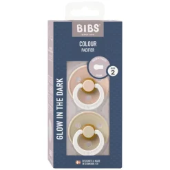 Bibs Glow in the dark Fopspeen Two Pack Natuurlijk Rubber Blush/Vanilla Maat 2