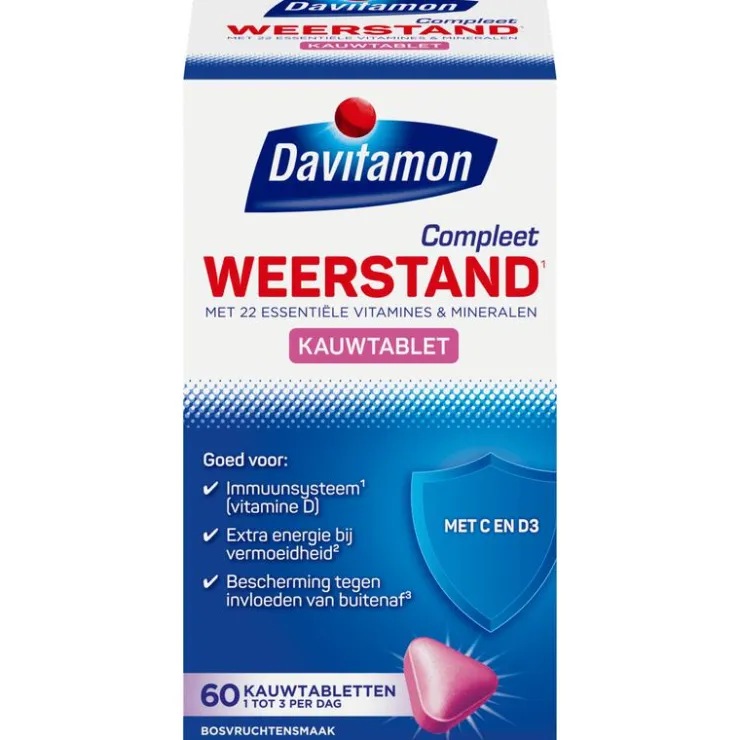 Davitamon Compleet Weerstand Vitamine C&D Bosvruchten 60 kauwtabl