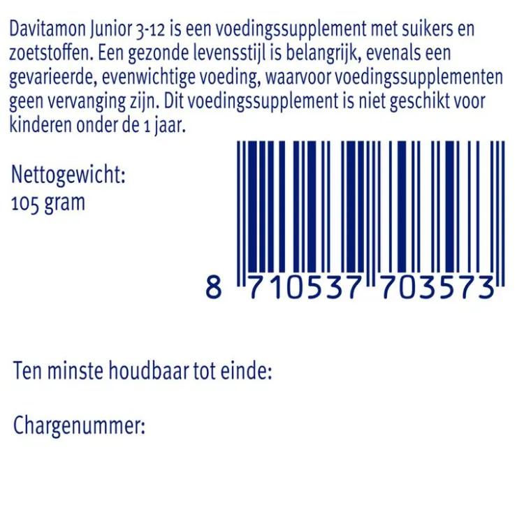 Davitamon Junior 3-12 Kauwtabletten Bananensmaak