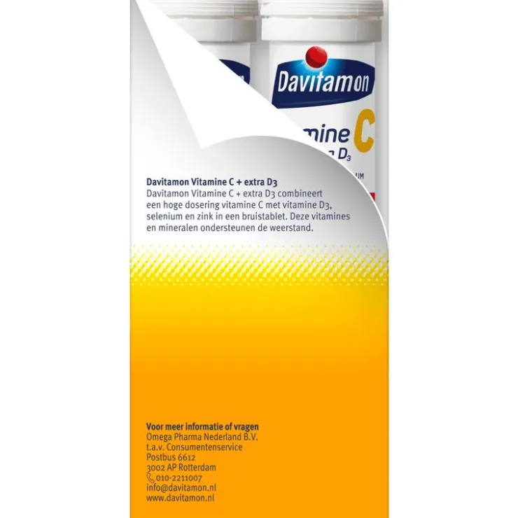 Davitamon Vitamine C & D Hoog Gedoseerd + Extra Vitamine D3 Bruistabletten Voordeelverpakking 30 stuks