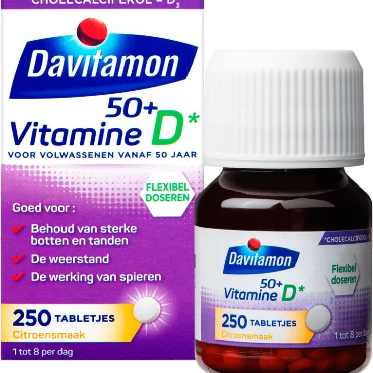Davitamon Vitamine D 50+ Tabletjes Citroensmaak