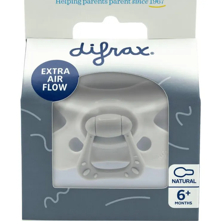 Difrax Fopspeen Natural 6 Maanden Donkergrijs BPA-vrij
