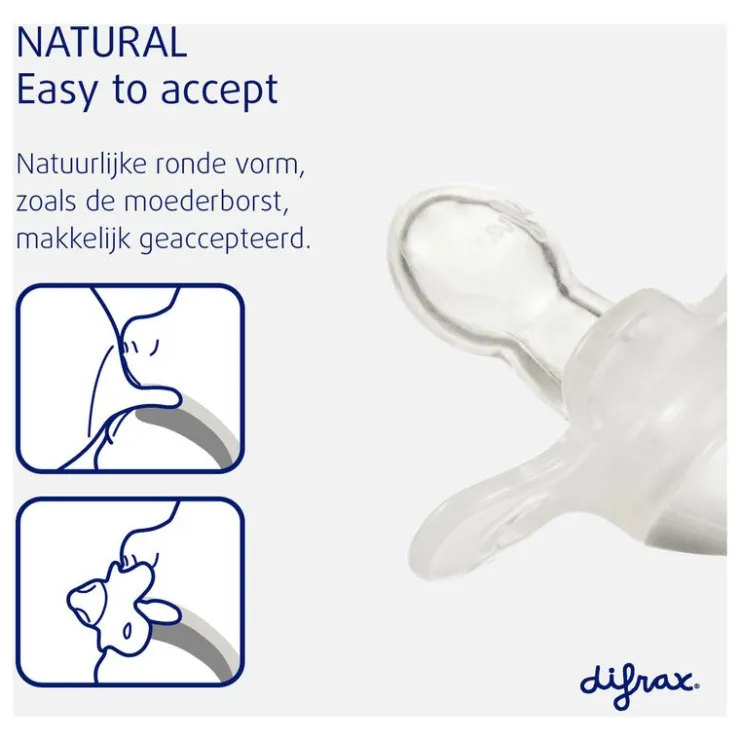 Difrax Fopspeen Natural 18 Maanden Donkergrijs BPA-vrij