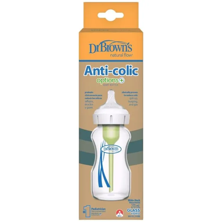Dr. Brown's Dr. Brown’s Anti-Colic Brede Halsfles Glas 270 ML