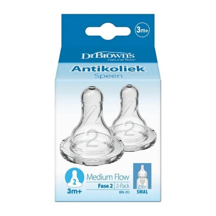 Dr. Brown's Dr. Brown’s Flesspeen 3+ Maanden Fase 2 Smalle Halsfles 2 stuks