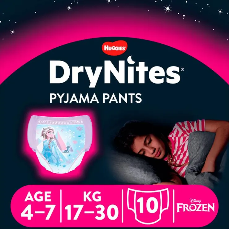 Huggies DryNites Frozen Luierbroekjes Meisjes 4 Tot 7 Jaar (17 - 30 kg) 10 stuks