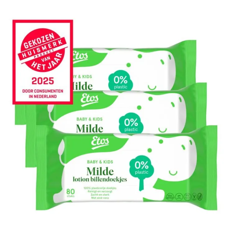 Etos Baby & Kids Milde Lotion Billendoekjes 3x80 Stuks