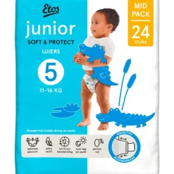 Etos Luiers Junior Maat 5 11-16 kg Mid Pack 24 stuks