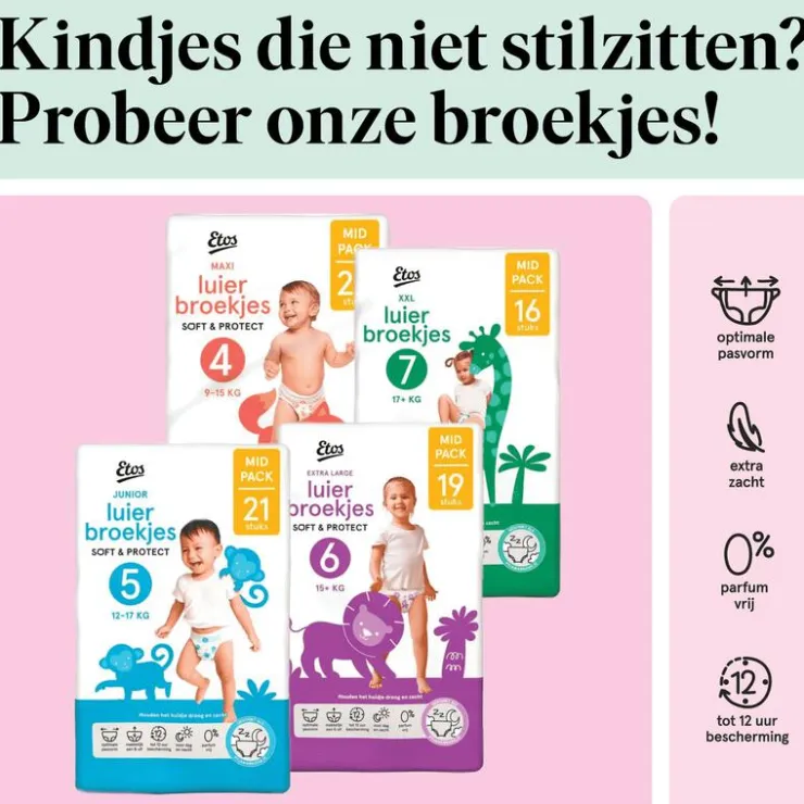 Etos Luiers Midi Maat 3 6-10 kg Value Pack 58 stuks