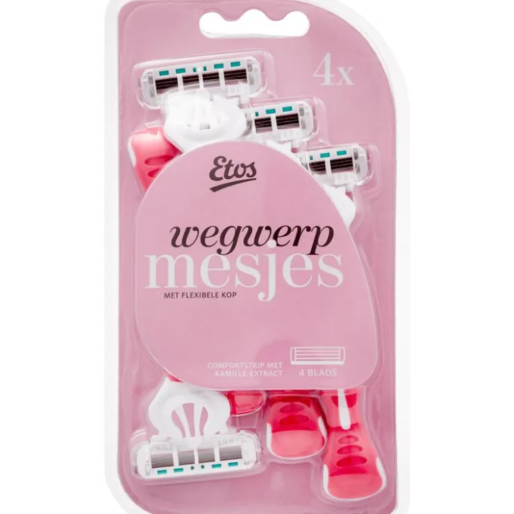 Heren Etos Wegwerpmesjes 4-Blads Roze 4 stuks