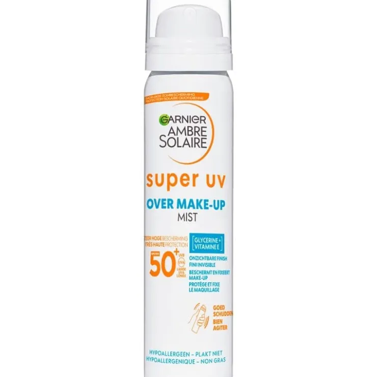 Garnier Ambre Solaire Over Make-up Super UV Mist SPF50 met Glycerine, Vitamine E en Hyaluronzuur 75ml