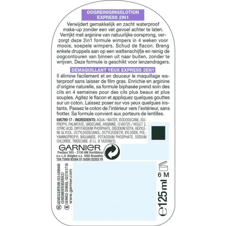 Garnier Skin Naturals 2-in-1 Oogreinigingslotion 125 ML