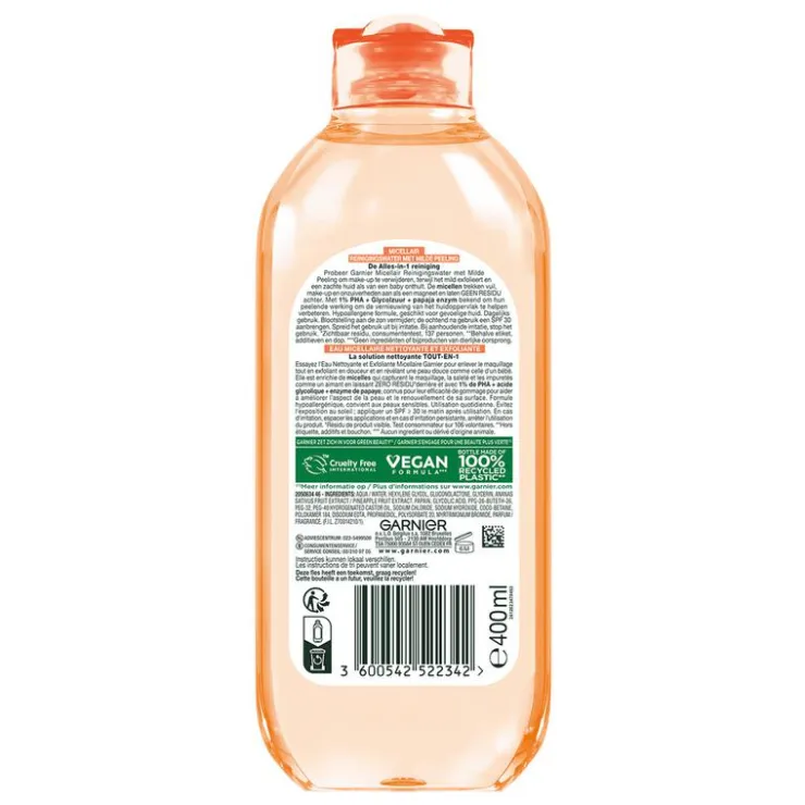 Garnier SkinActive Micellair Reinigingswater Milde Peeling Alles-in-1 400 ML