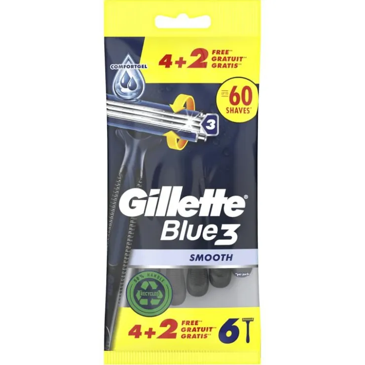 Heren Gillette Blue3 Smooth Wegwerpmesjes 6 stuks