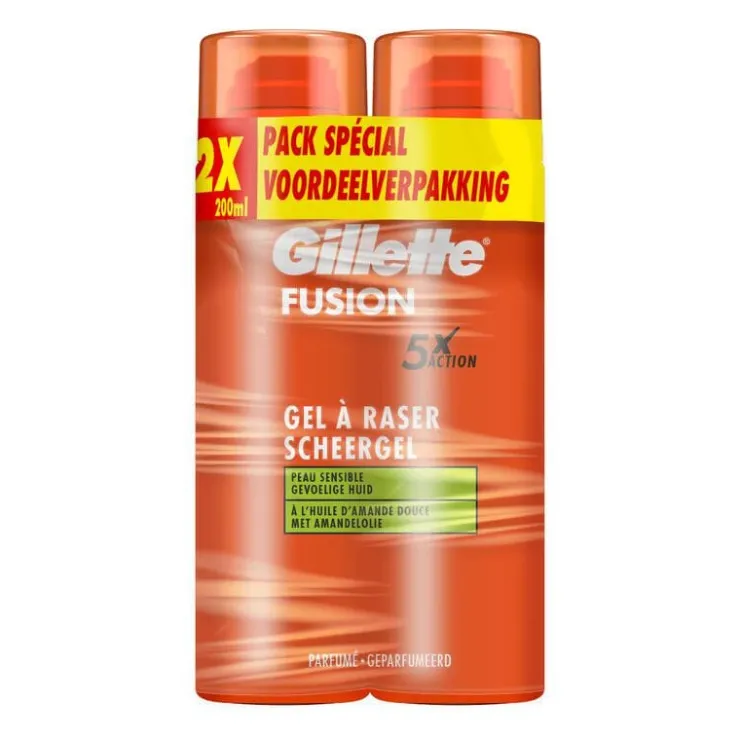 Heren Gillette Fusion Scheergel Gevoelige Huid 200 ML 2 Stuks