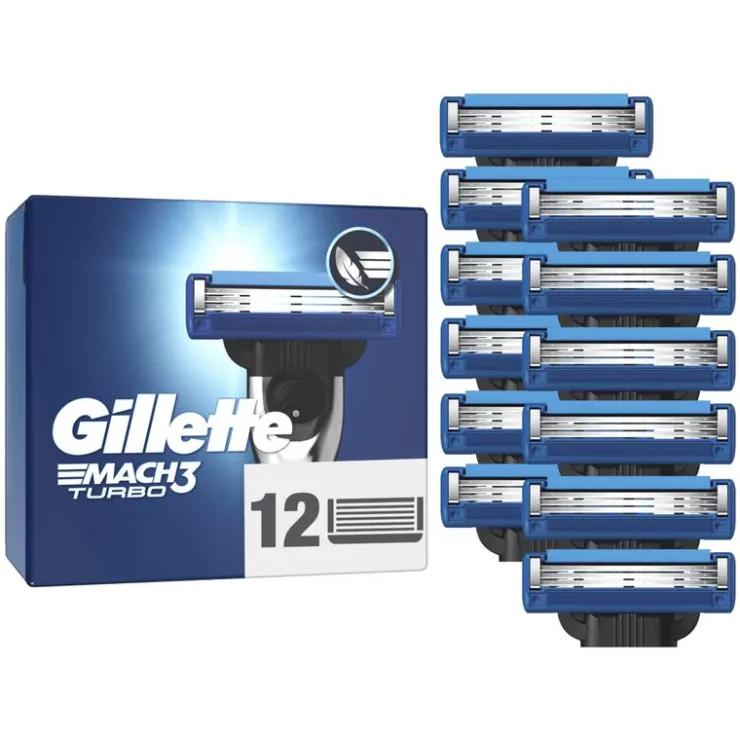 Heren Gillette Mach3 Turbo Navulmesjes 12 Stuks