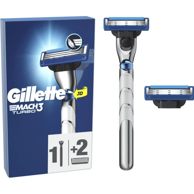 Heren Gillette Mach3 Turbo Scheersysteem Met 2 Navulmesjes