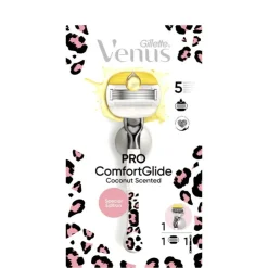 Heren Gillette Venus Comfortglide Coconut Luipaard Scheersysteem 5 Blades plus 1 Mesje