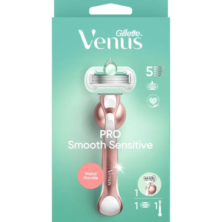 Heren Gillette Venus Deluxe Smooth Sensitive Rose Gold Scheersysteem 5 Blades
