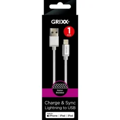 Grixx Lightning to USB-A 1M White