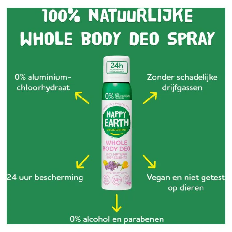 Happy Earth 100% Natural Whole Body Deo Spray Lavender Ylang 100ML