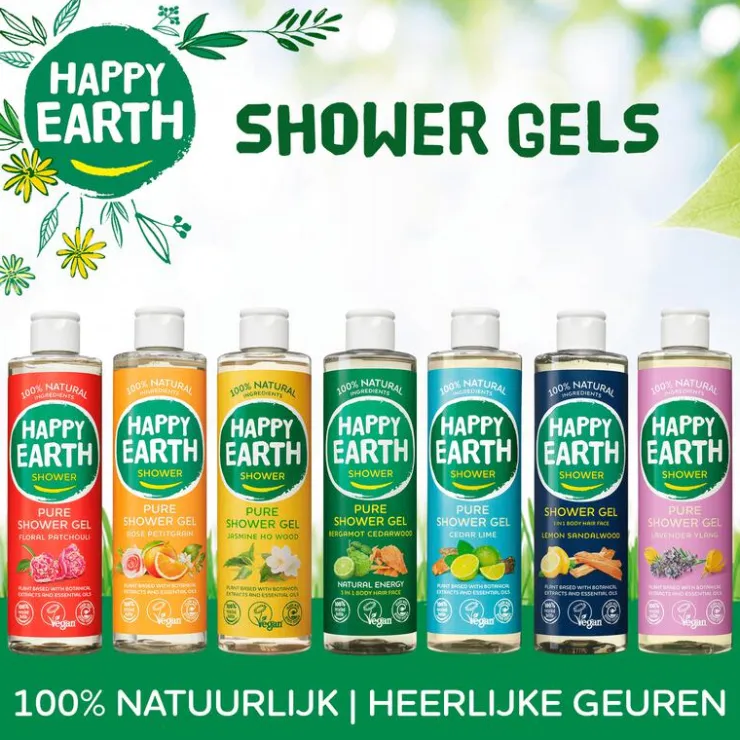 Happy Earth 100% Natuurlijke Bergamot Cedarwood Douchegel 300 ML