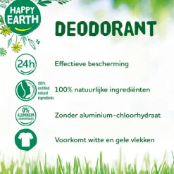 Happy Earth 100% Natuurlijke Cedar Lime Deodorant Roller 75 ML