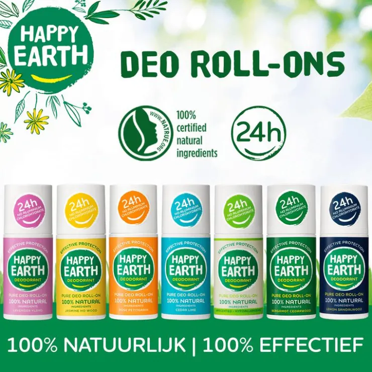 Happy Earth 100% Natuurlijke Cedar Lime Deodorant Roller 75 ML