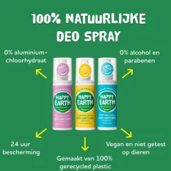 Happy Earth 100% Natuurlijke Unscented Deodorant Spray 100 ML
