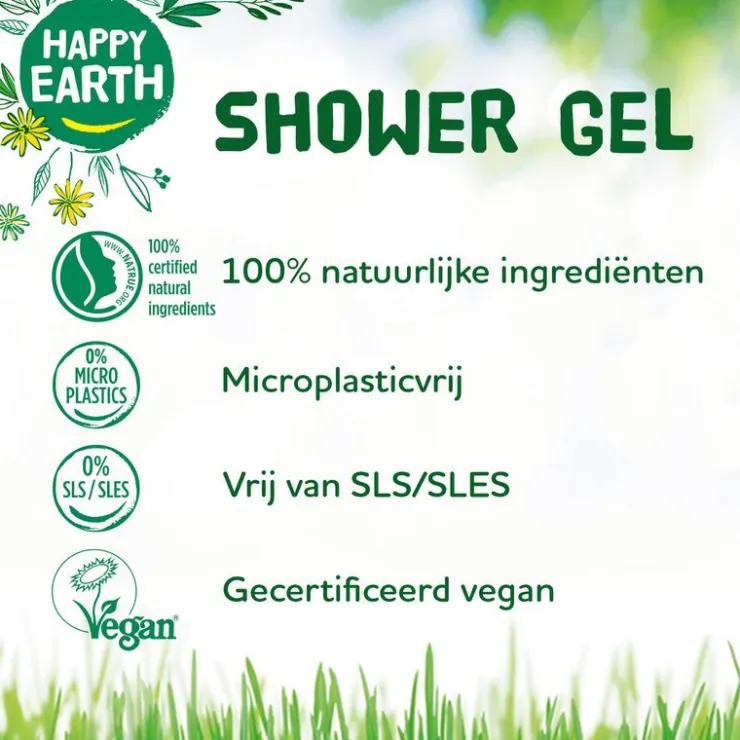 Happy Earth Cedar Lime 100% Natuurlijke Douchegel 300 ML
