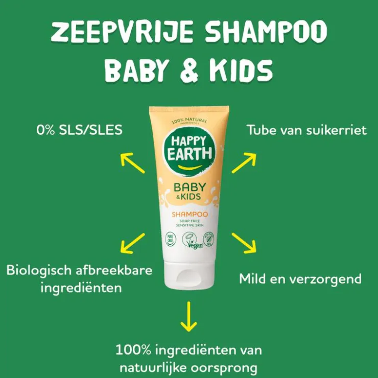 Happy Earth Zeepvrije Shampoo Baby & Kids 200 ml